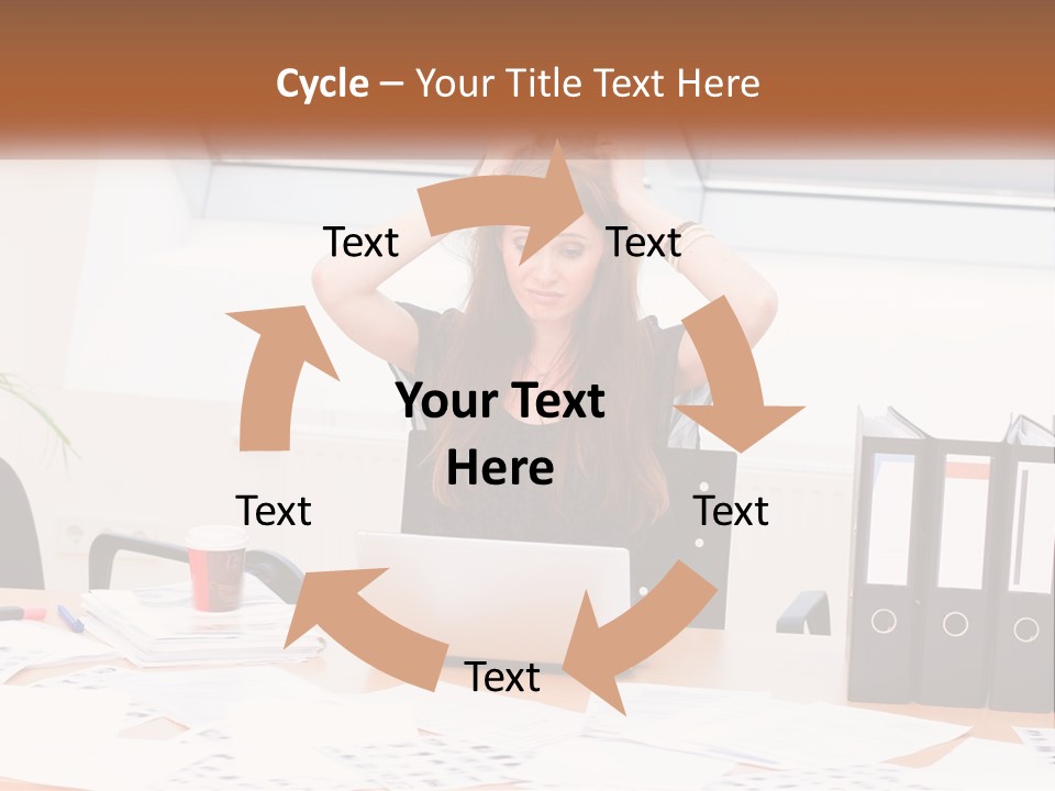 A Woman Sitting At A Desk With A Laptop PowerPoint Template