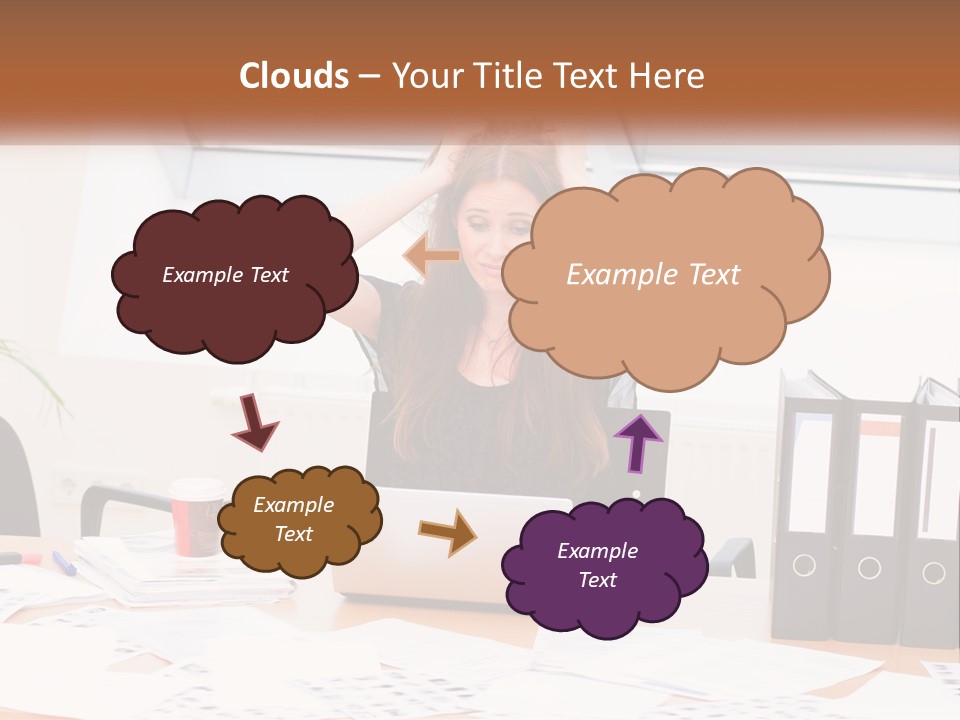 A Woman Sitting At A Desk With A Laptop PowerPoint Template