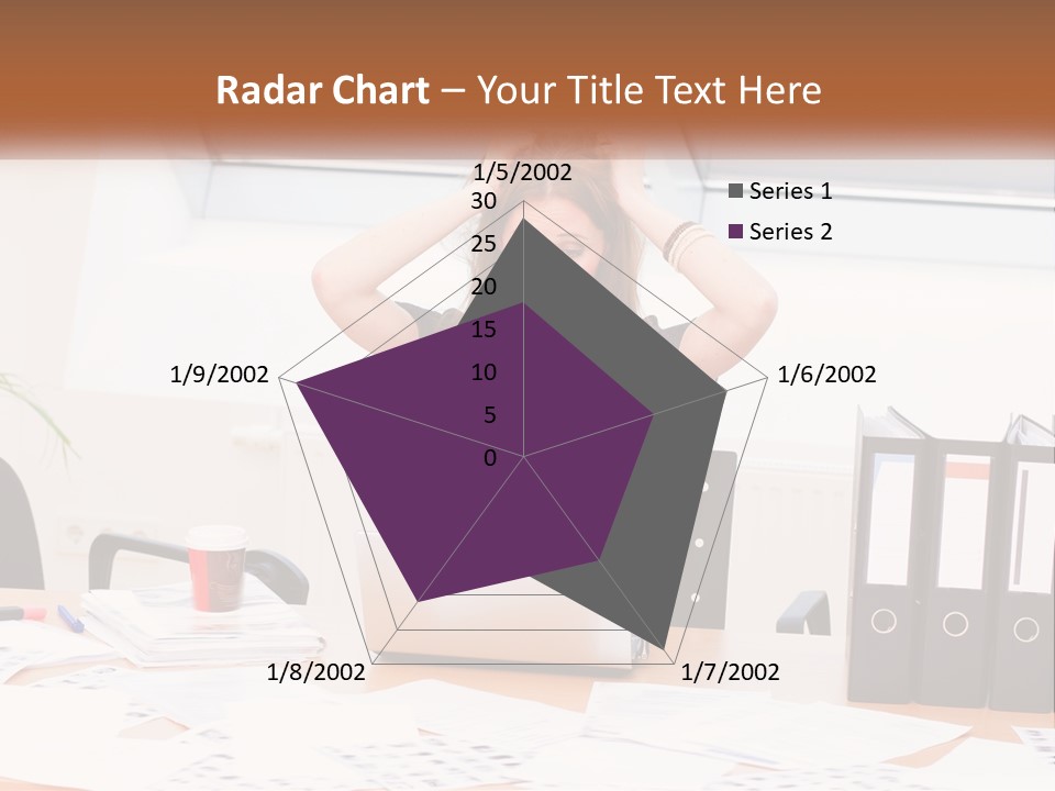 A Woman Sitting At A Desk With A Laptop PowerPoint Template