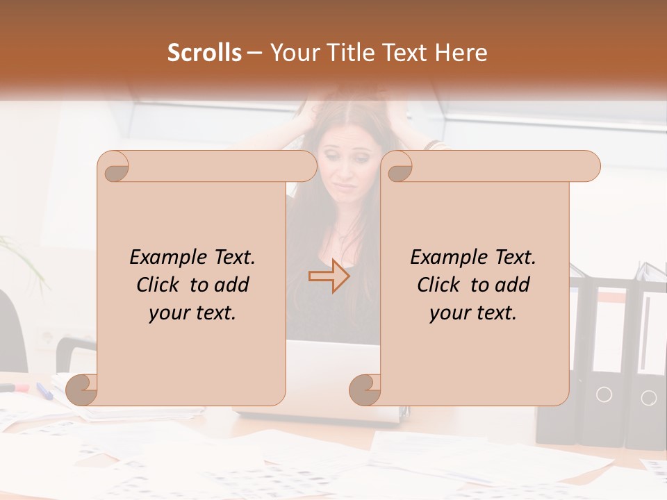 A Woman Sitting At A Desk With A Laptop PowerPoint Template