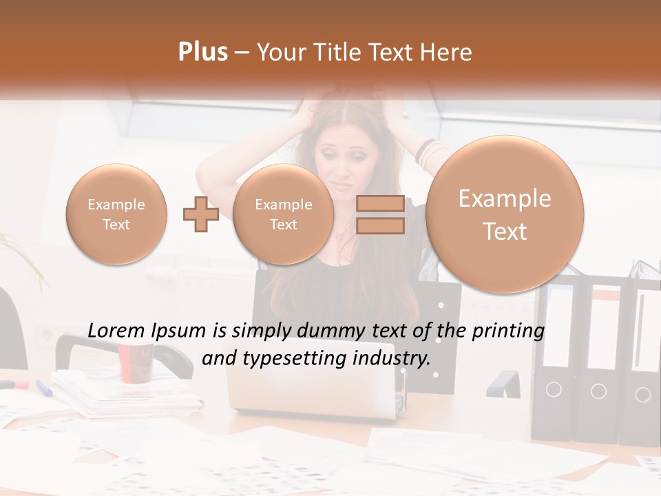 A Woman Sitting At A Desk With A Laptop PowerPoint Template
