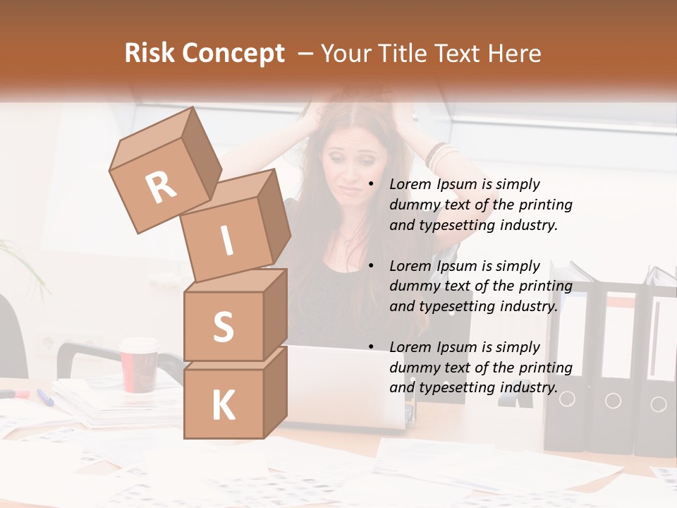 A Woman Sitting At A Desk With A Laptop PowerPoint Template