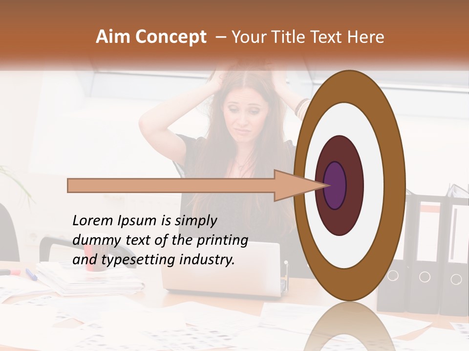 A Woman Sitting At A Desk With A Laptop PowerPoint Template