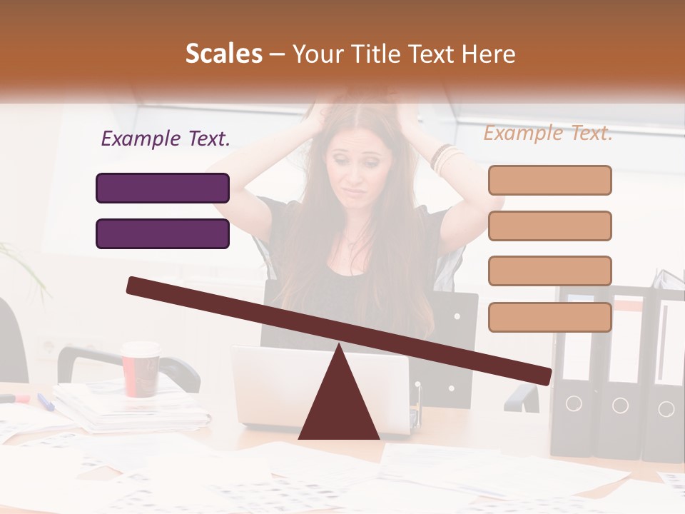 A Woman Sitting At A Desk With A Laptop PowerPoint Template