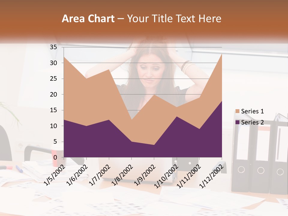 A Woman Sitting At A Desk With A Laptop PowerPoint Template