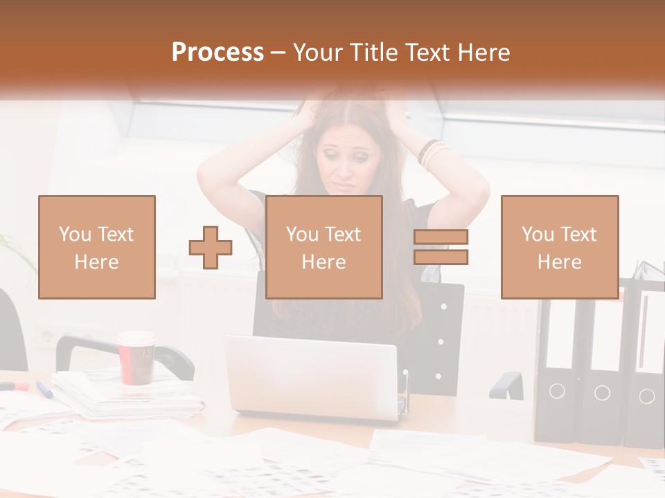 A Woman Sitting At A Desk With A Laptop PowerPoint Template