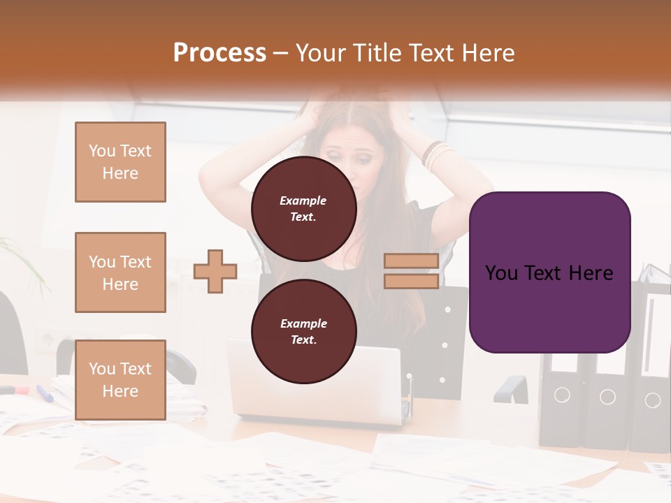 A Woman Sitting At A Desk With A Laptop PowerPoint Template