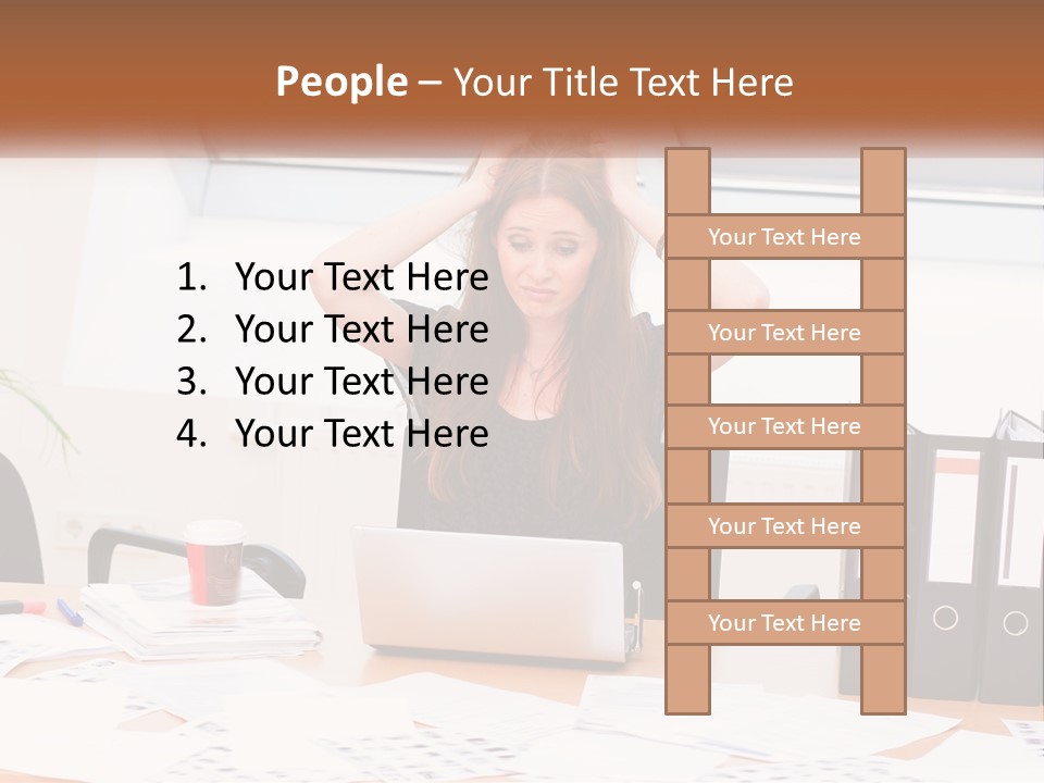 A Woman Sitting At A Desk With A Laptop PowerPoint Template