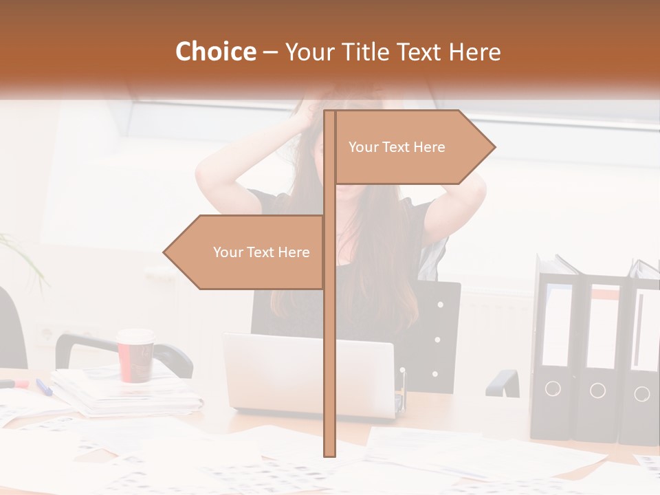 A Woman Sitting At A Desk With A Laptop PowerPoint Template