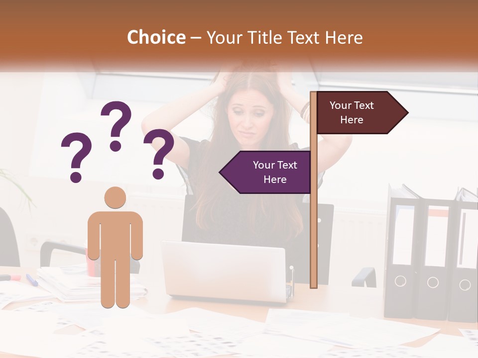 A Woman Sitting At A Desk With A Laptop PowerPoint Template