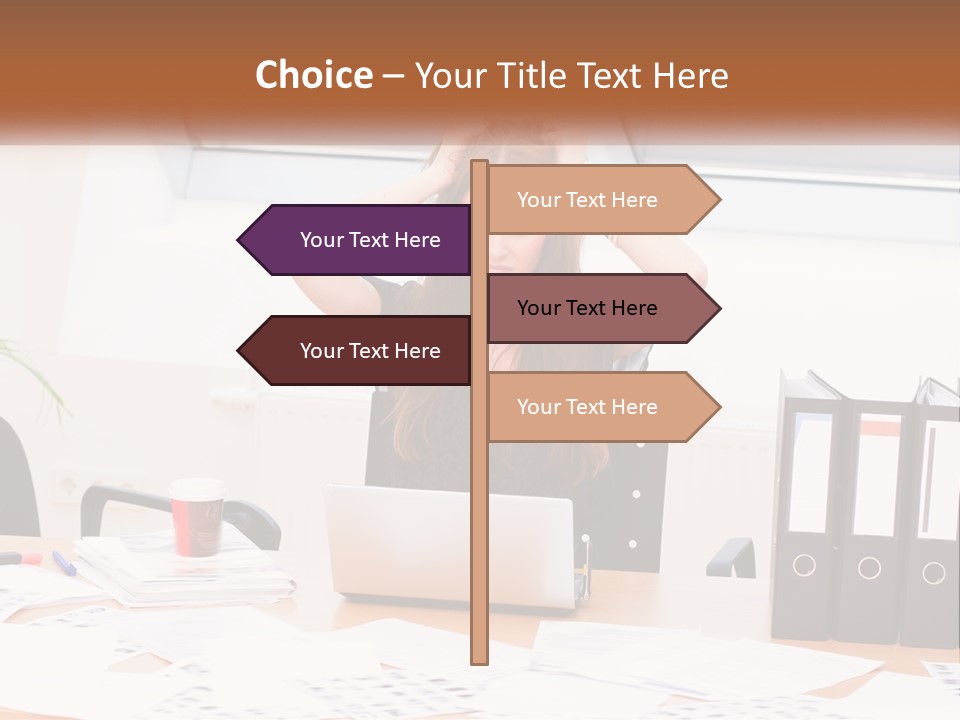 A Woman Sitting At A Desk With A Laptop PowerPoint Template