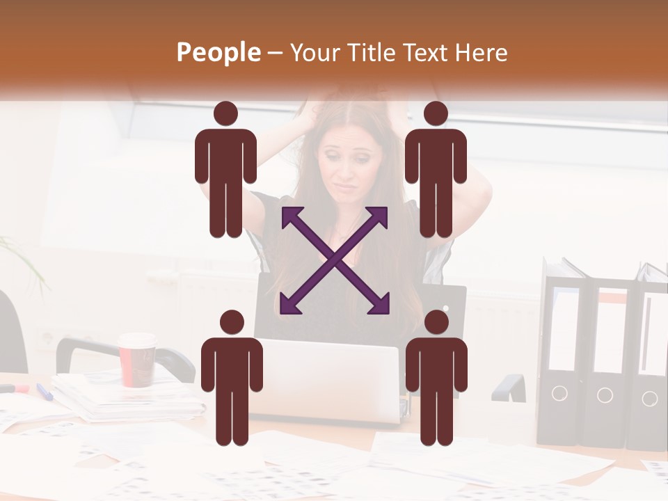 A Woman Sitting At A Desk With A Laptop PowerPoint Template