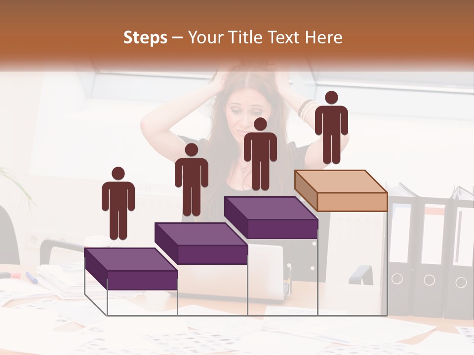 A Woman Sitting At A Desk With A Laptop PowerPoint Template