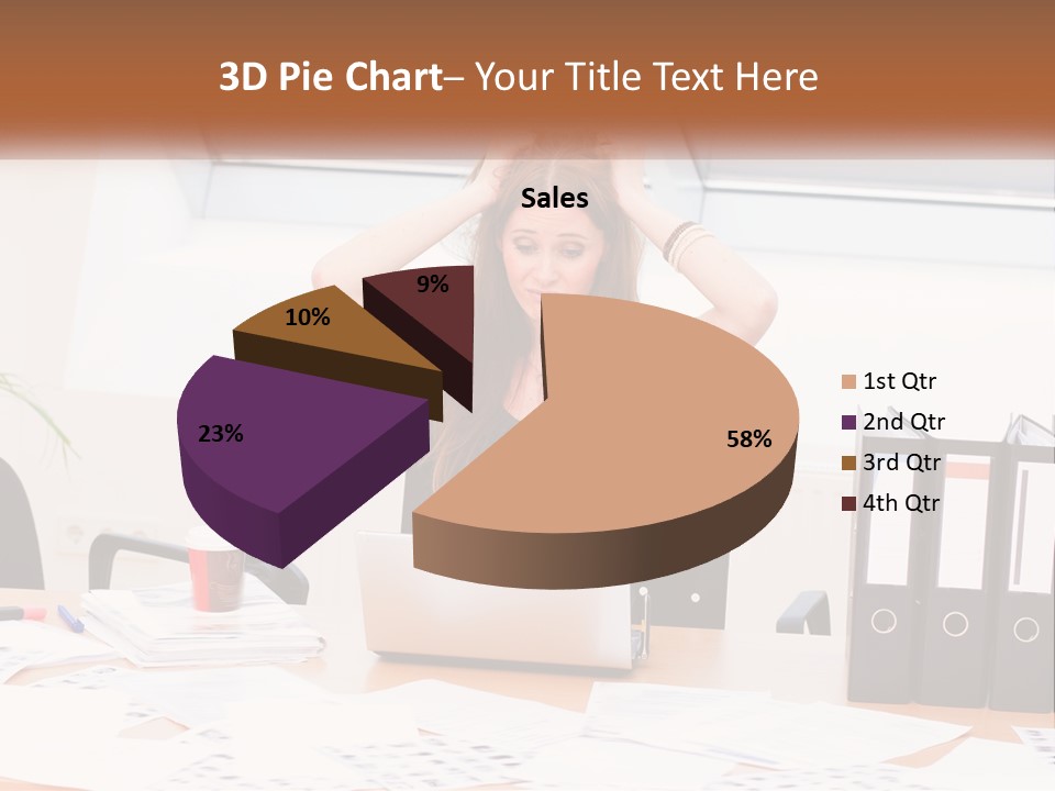 A Woman Sitting At A Desk With A Laptop PowerPoint Template
