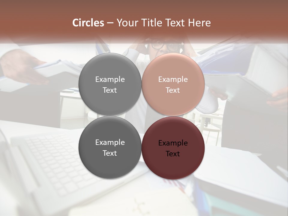 A Man In A Tie Is Surrounded By Files PowerPoint Template