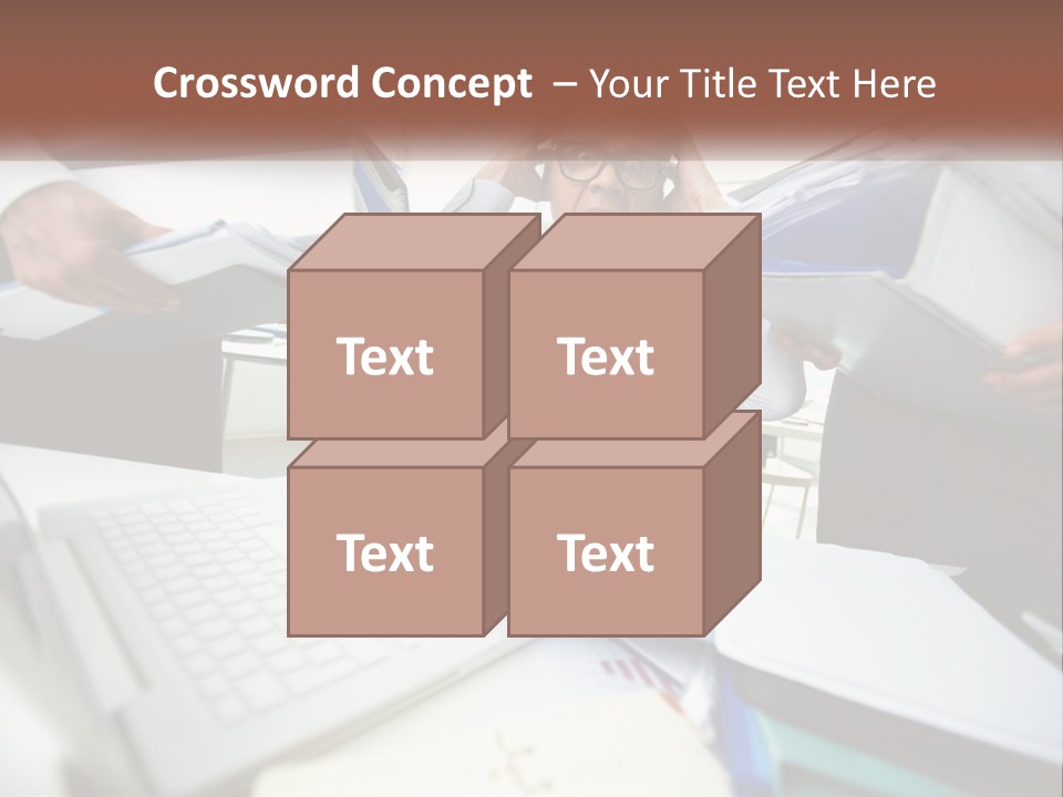 A Man In A Tie Is Surrounded By Files PowerPoint Template