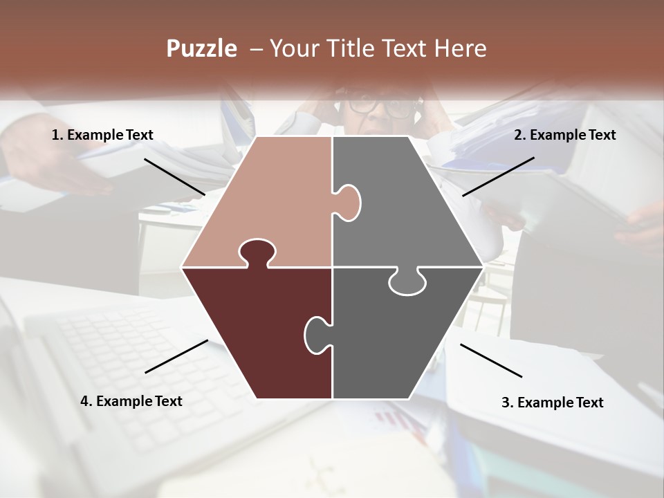 A Man In A Tie Is Surrounded By Files PowerPoint Template