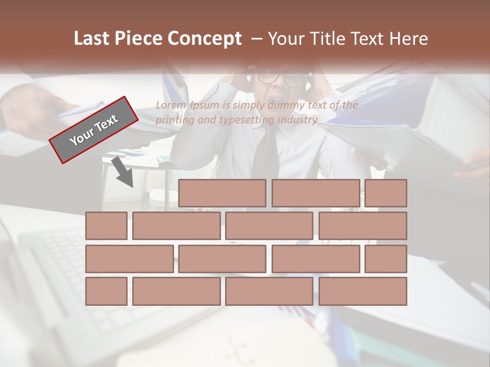 A Man In A Tie Is Surrounded By Files PowerPoint Template