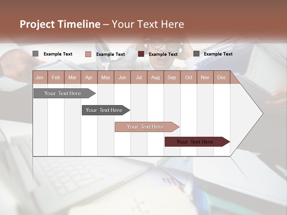 A Man In A Tie Is Surrounded By Files PowerPoint Template