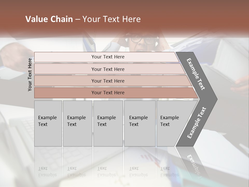 A Man In A Tie Is Surrounded By Files PowerPoint Template