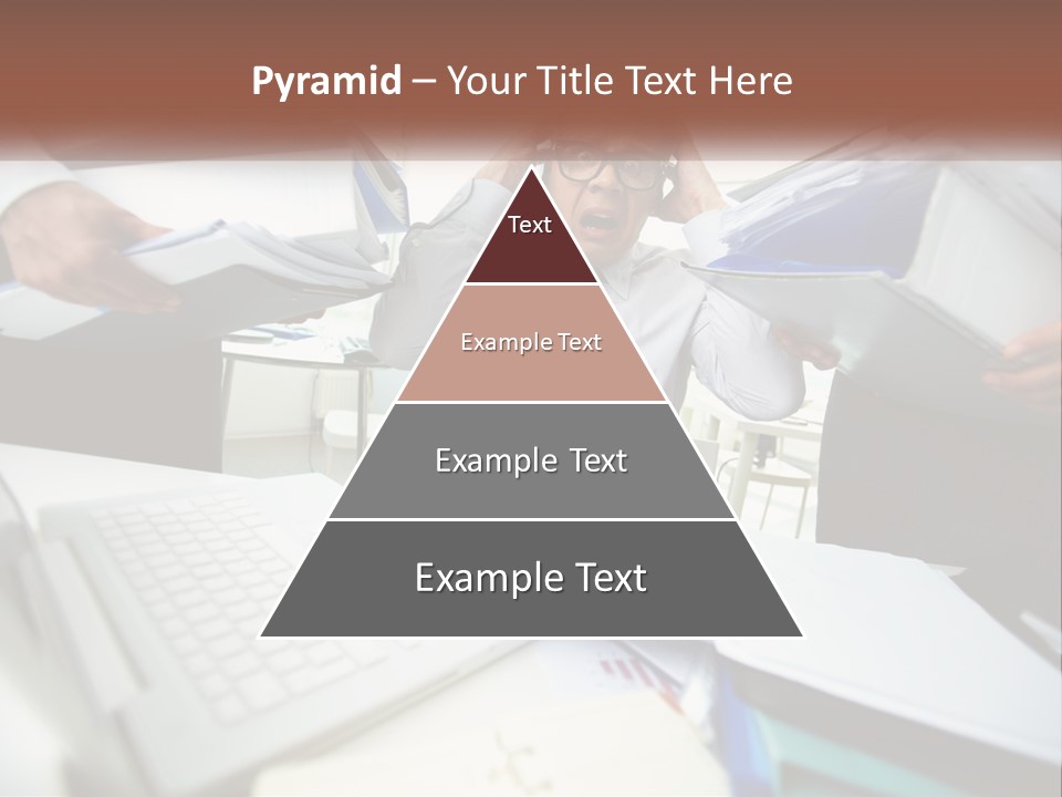 A Man In A Tie Is Surrounded By Files PowerPoint Template