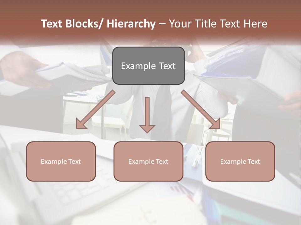 A Man In A Tie Is Surrounded By Files PowerPoint Template