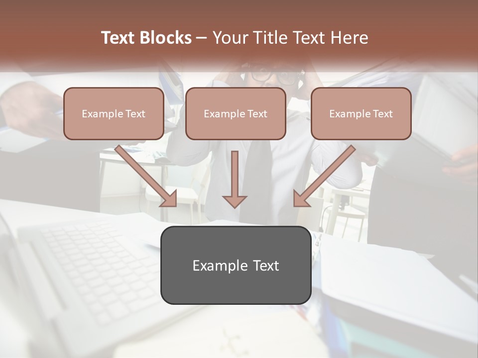 A Man In A Tie Is Surrounded By Files PowerPoint Template
