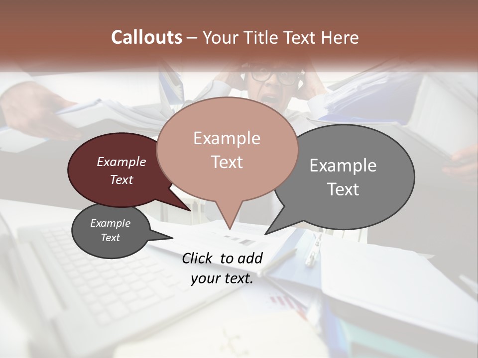 A Man In A Tie Is Surrounded By Files PowerPoint Template