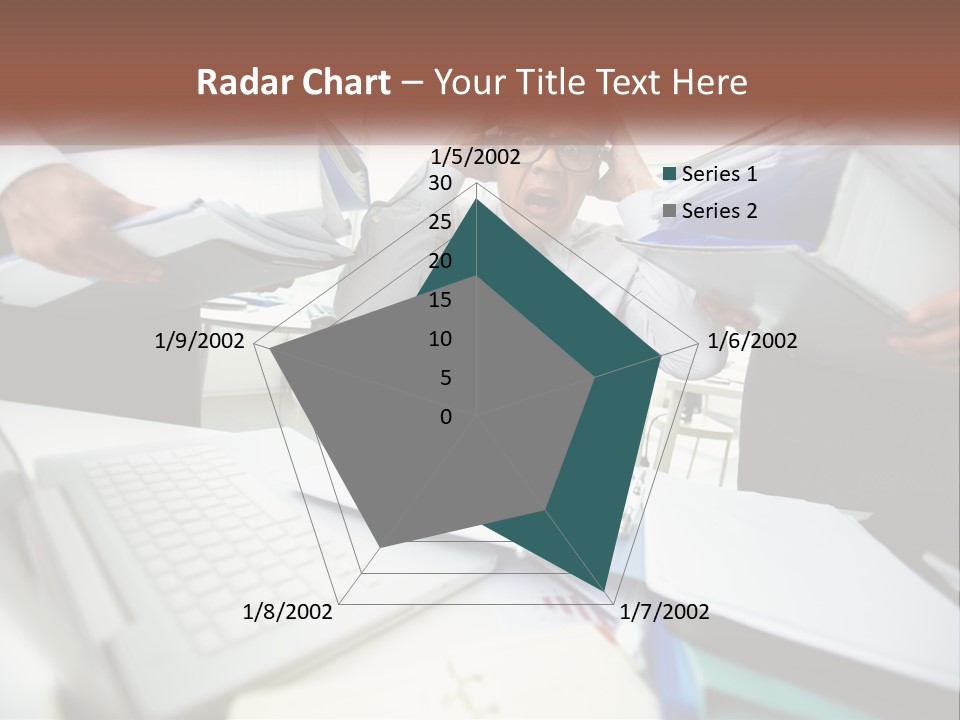 A Man In A Tie Is Surrounded By Files PowerPoint Template