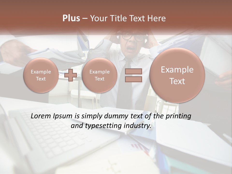 A Man In A Tie Is Surrounded By Files PowerPoint Template