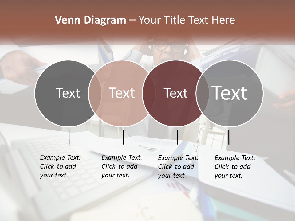 A Man In A Tie Is Surrounded By Files PowerPoint Template