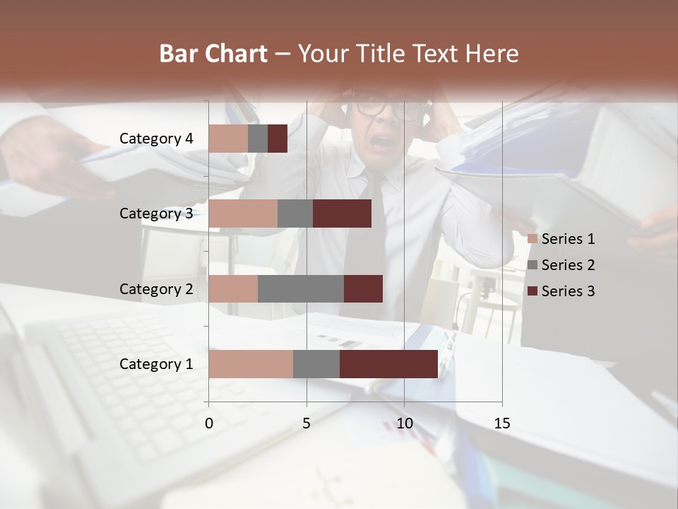 A Man In A Tie Is Surrounded By Files PowerPoint Template