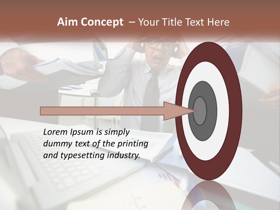 A Man In A Tie Is Surrounded By Files PowerPoint Template