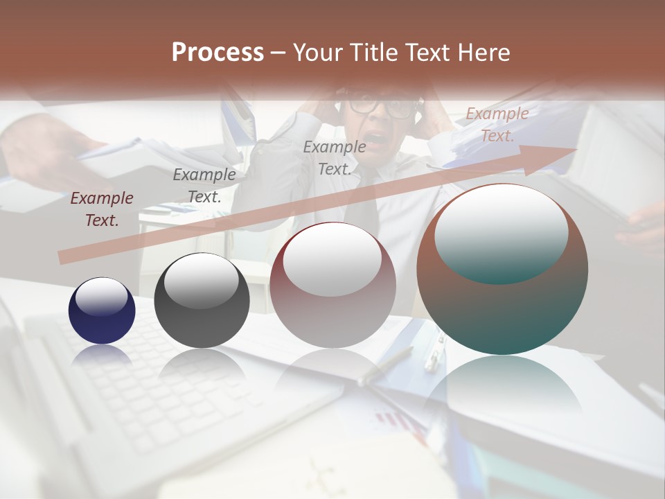 A Man In A Tie Is Surrounded By Files PowerPoint Template