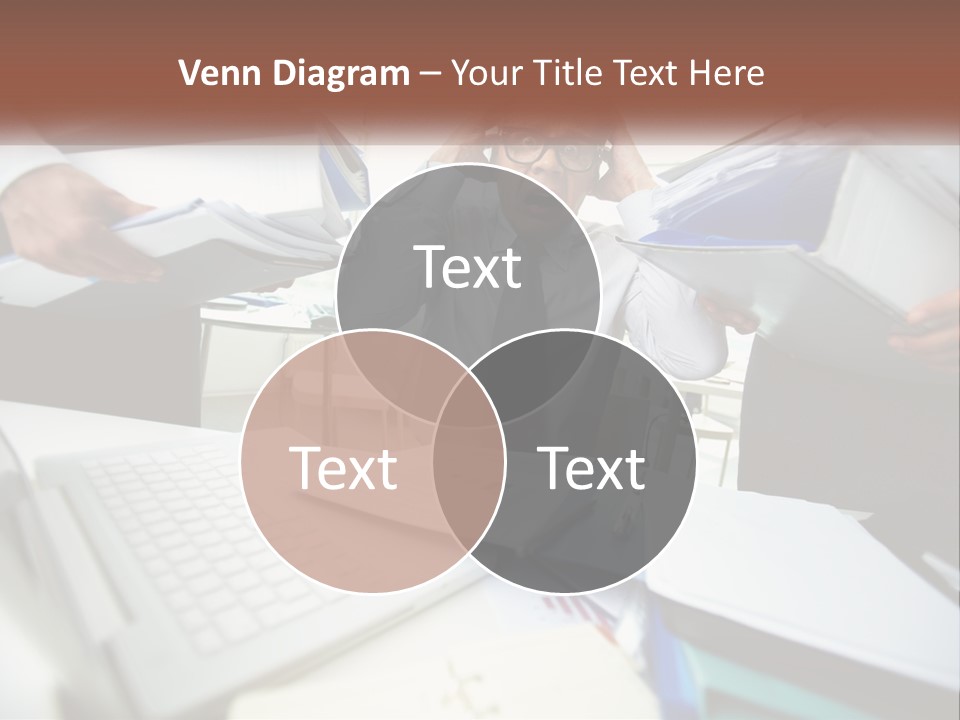 A Man In A Tie Is Surrounded By Files PowerPoint Template