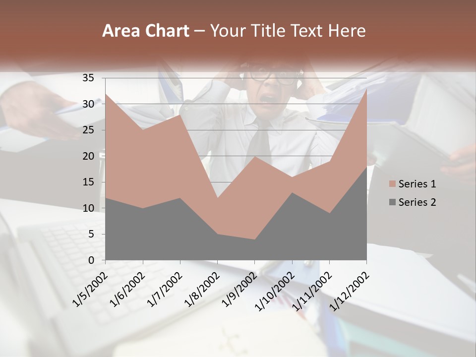 A Man In A Tie Is Surrounded By Files PowerPoint Template