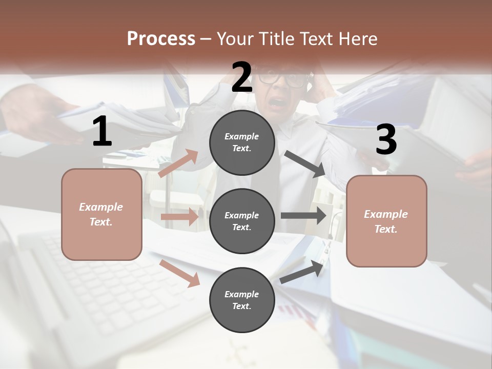 A Man In A Tie Is Surrounded By Files PowerPoint Template