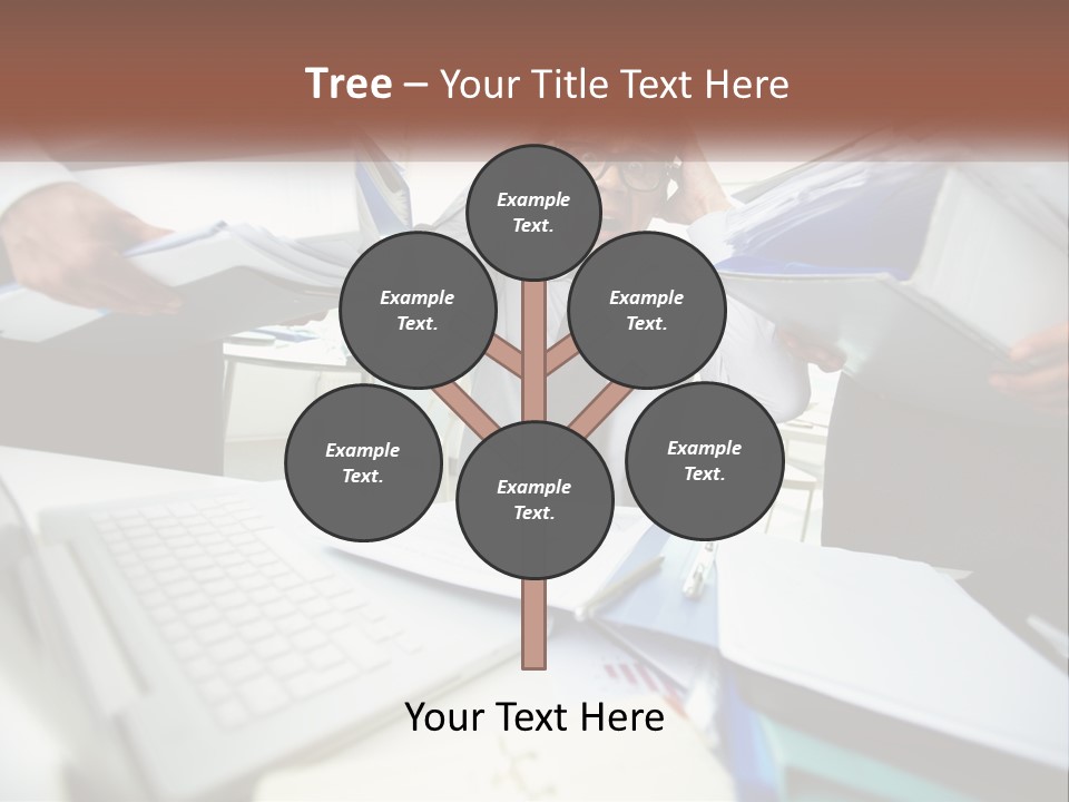 A Man In A Tie Is Surrounded By Files PowerPoint Template