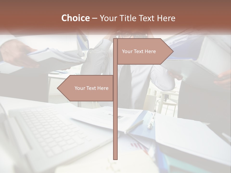 A Man In A Tie Is Surrounded By Files PowerPoint Template