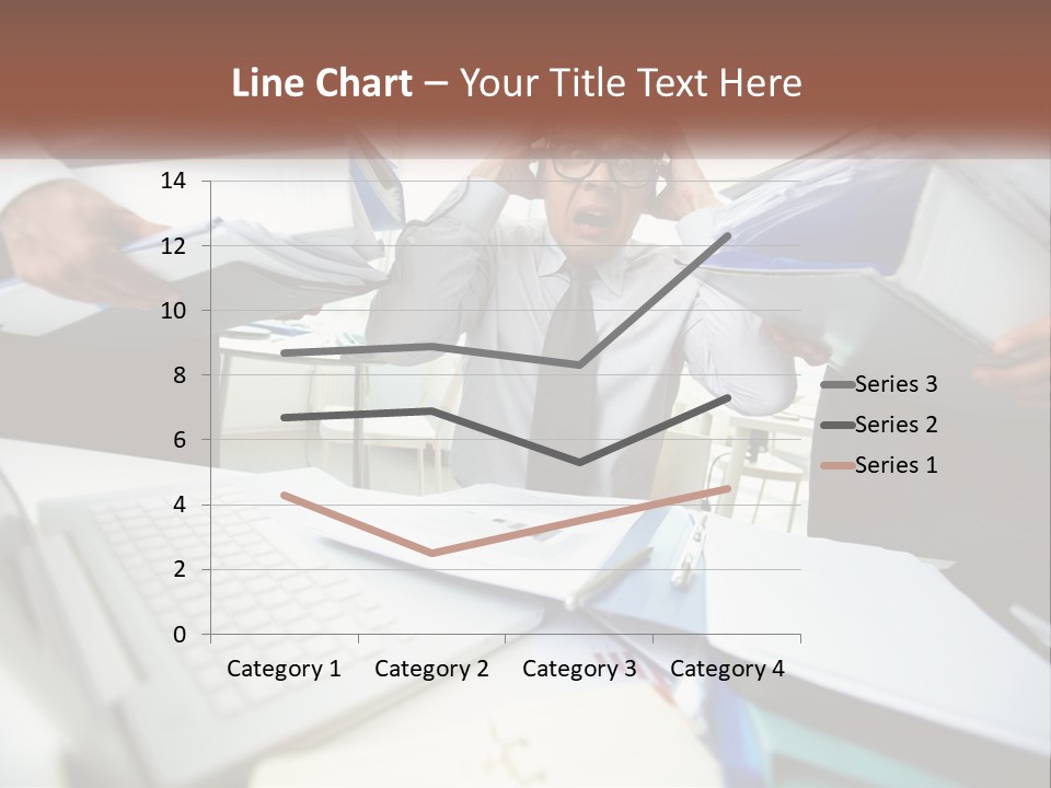 A Man In A Tie Is Surrounded By Files PowerPoint Template