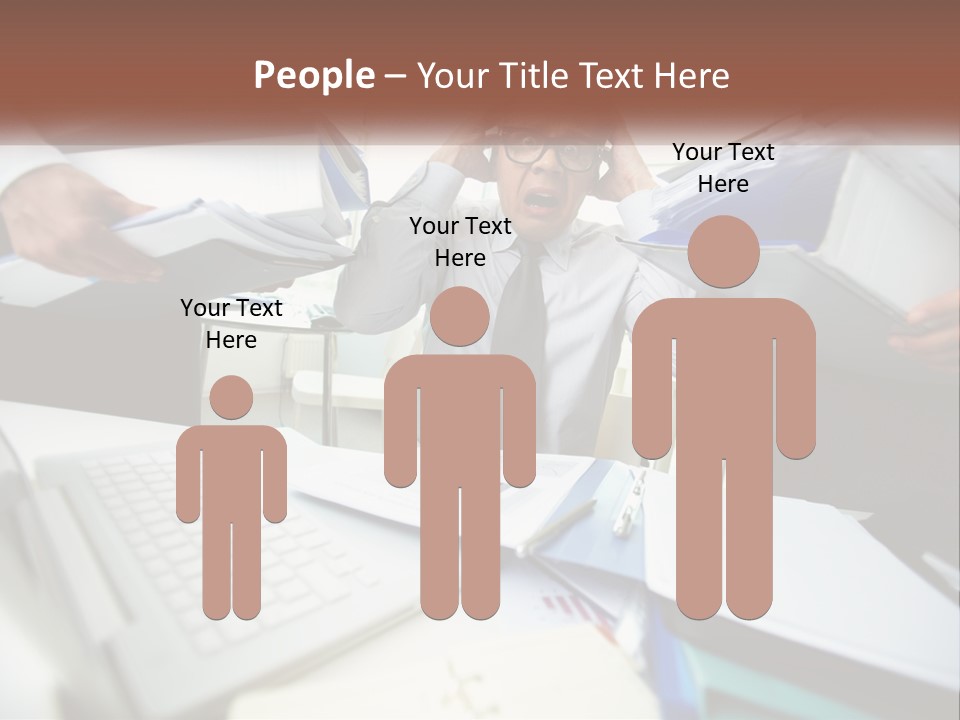 A Man In A Tie Is Surrounded By Files PowerPoint Template