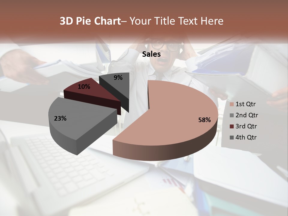 A Man In A Tie Is Surrounded By Files PowerPoint Template