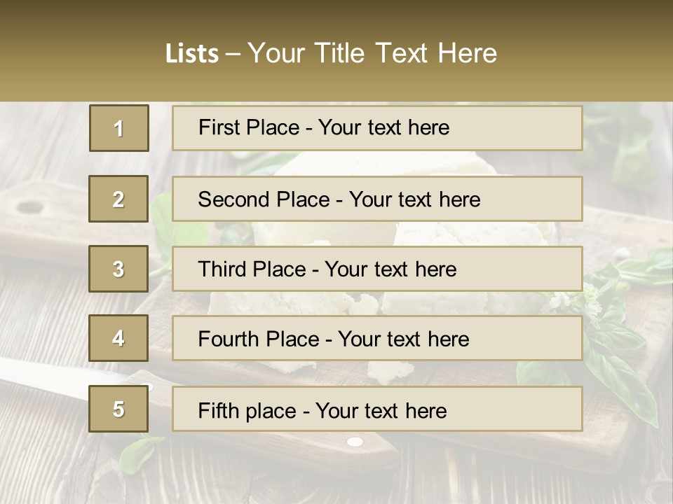 A Piece Of Cheese On A Cutting Board With A Knife PowerPoint Template