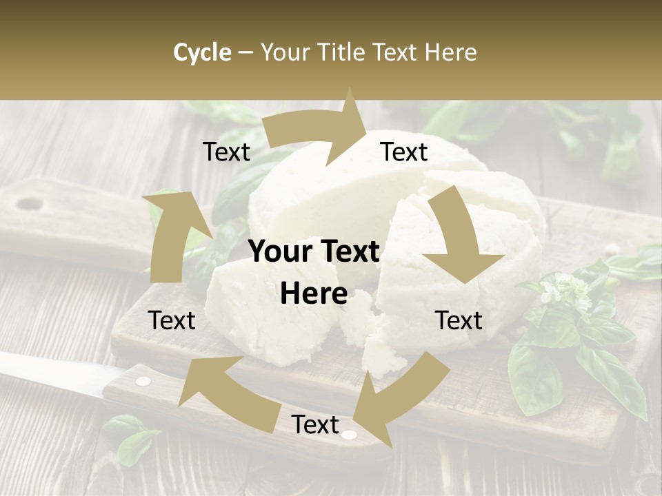 A Piece Of Cheese On A Cutting Board With A Knife PowerPoint Template