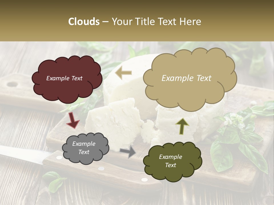 A Piece Of Cheese On A Cutting Board With A Knife PowerPoint Template