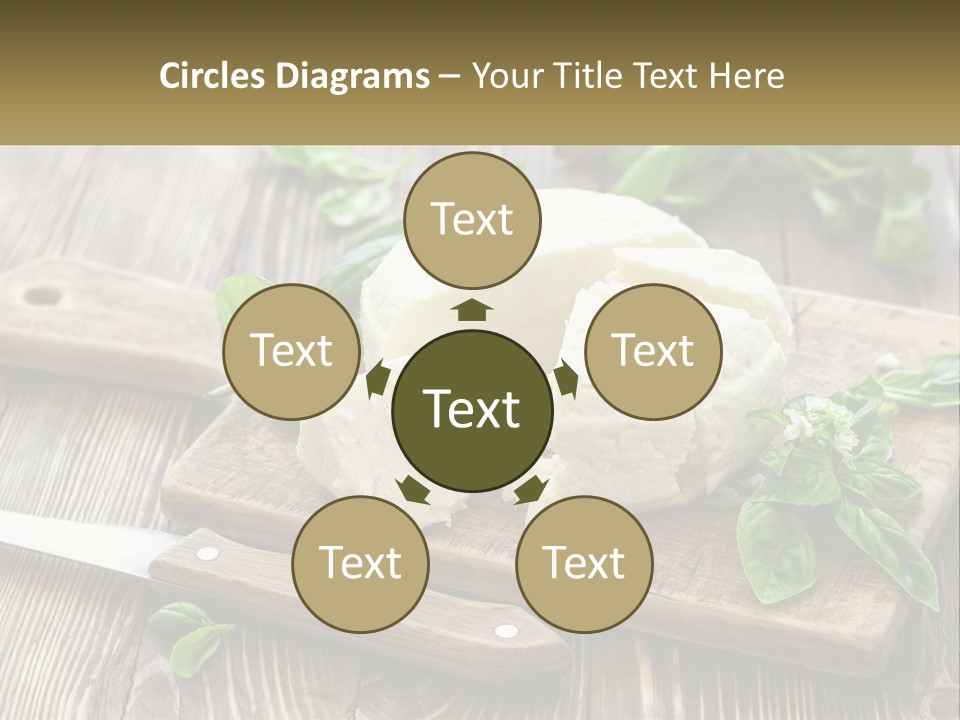 A Piece Of Cheese On A Cutting Board With A Knife PowerPoint Template