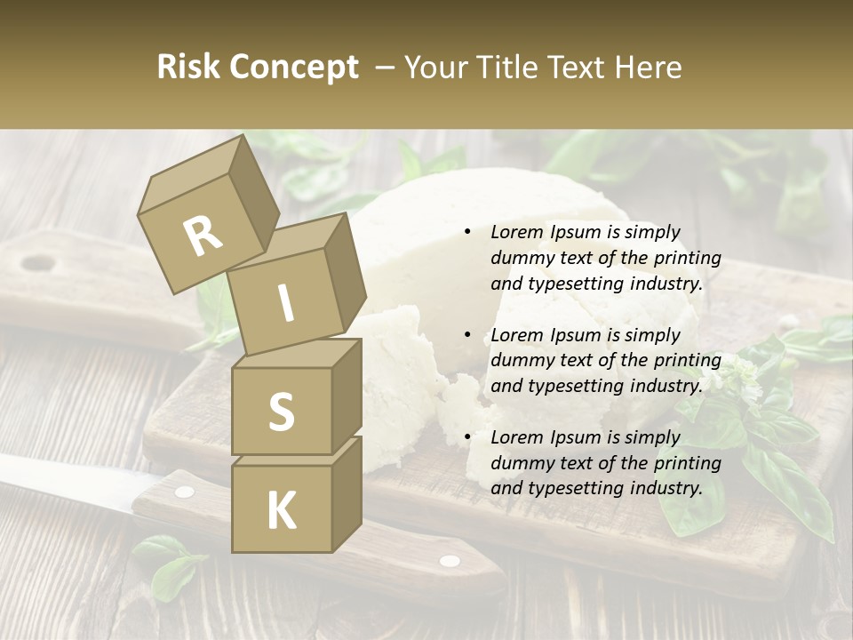 A Piece Of Cheese On A Cutting Board With A Knife PowerPoint Template