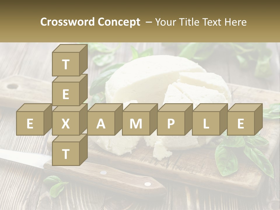 A Piece Of Cheese On A Cutting Board With A Knife PowerPoint Template