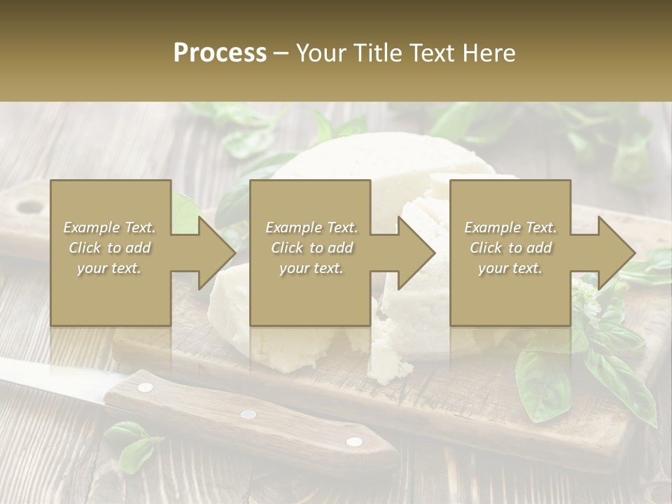 A Piece Of Cheese On A Cutting Board With A Knife PowerPoint Template