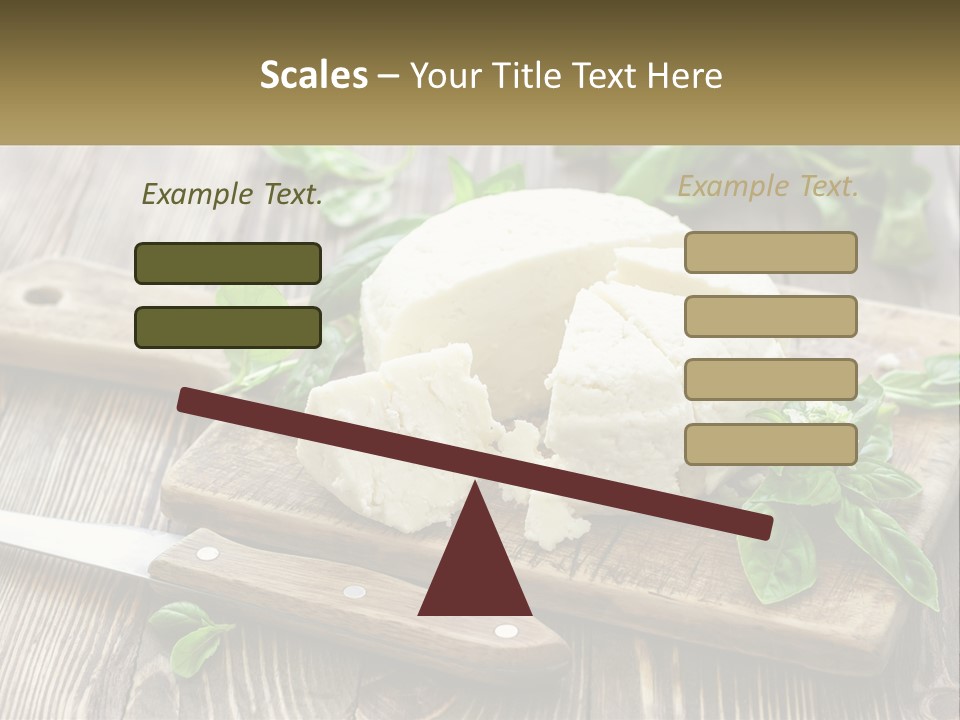 A Piece Of Cheese On A Cutting Board With A Knife PowerPoint Template